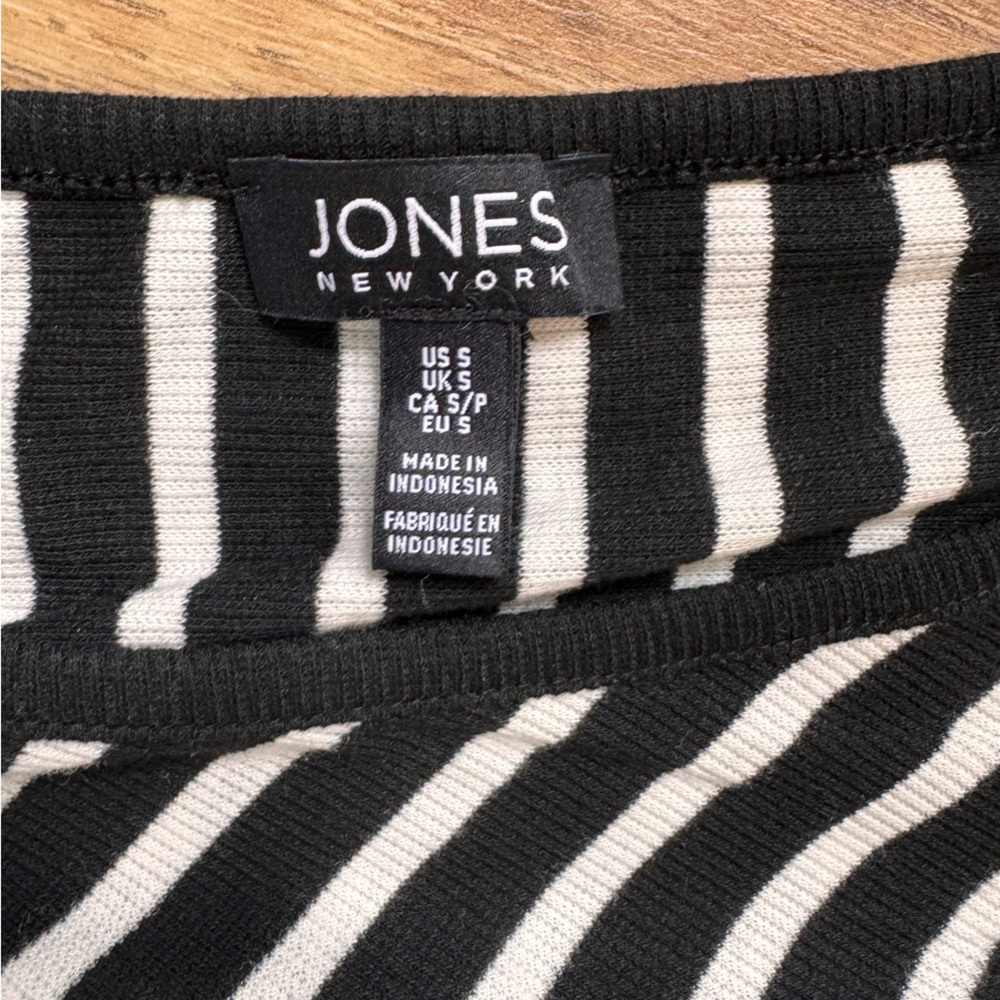 Jones New York Geometric Pattern Black & White BlackCuffs Side Small - Picture 6 of 9